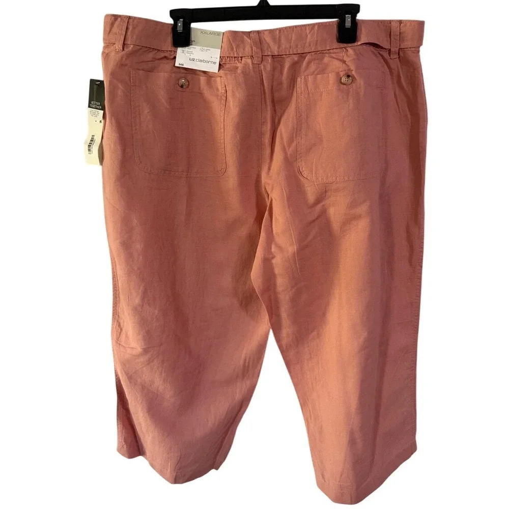 Liz‎ Claiborne Dusty Coral Tie-Waist Chino Capris women's size XXL